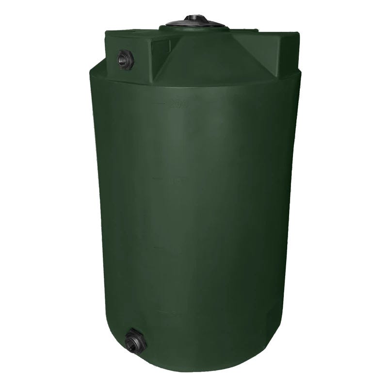 Buy 200 Gallon Plastic Vertical Water Storage Tank in Dark Green by Bushman of Green color for only $743.99