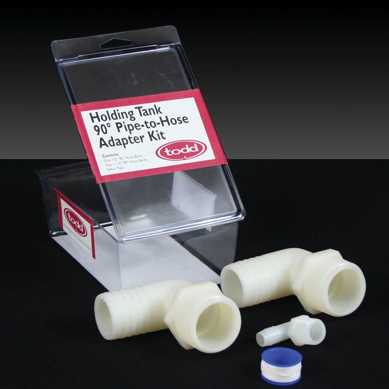 Buy Marine / RV Holding Tank 90 Degree Barb to Hose Adaptor Kit by Chemtainer for only $31.99