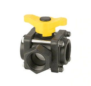 Buy 1.5 Inch Female NPT Polypropylene 3-Way Ball Valve - Side Load by Banjo Fittings and Valves for only $77.65