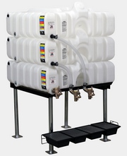 Buy 135 Gallon Plastic Stackable Tote Tank Gravity Feed System with Three 45 Gallon Tanks by Rhino Tuff Tanks for only $1,957.83