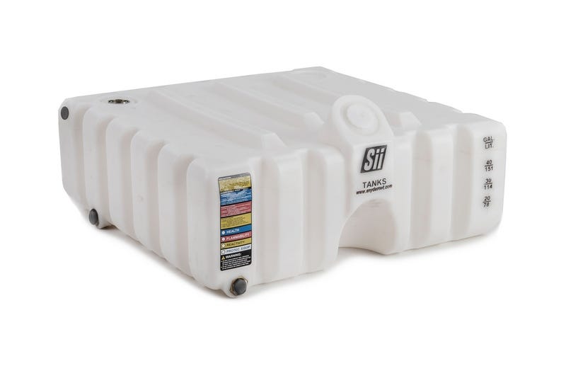 Buy 60 Gallon Cubetainer Tank with Brass Dipense Fitting by Snyder Industries of White color for only $306.00