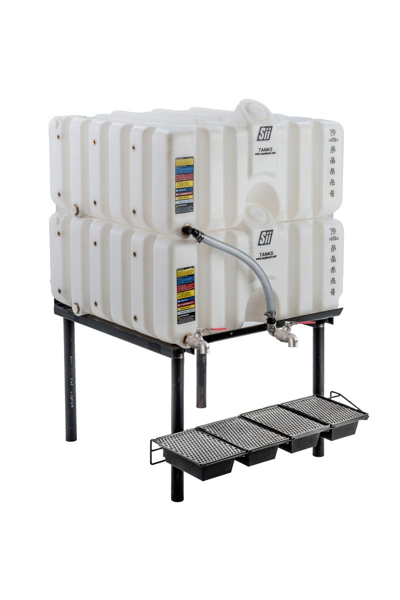 Buy 80/80 Gallon Cubetainer Gravity Feed System Tanks with Brass Inserts by Snyder Industries of White color for only $1,297.00