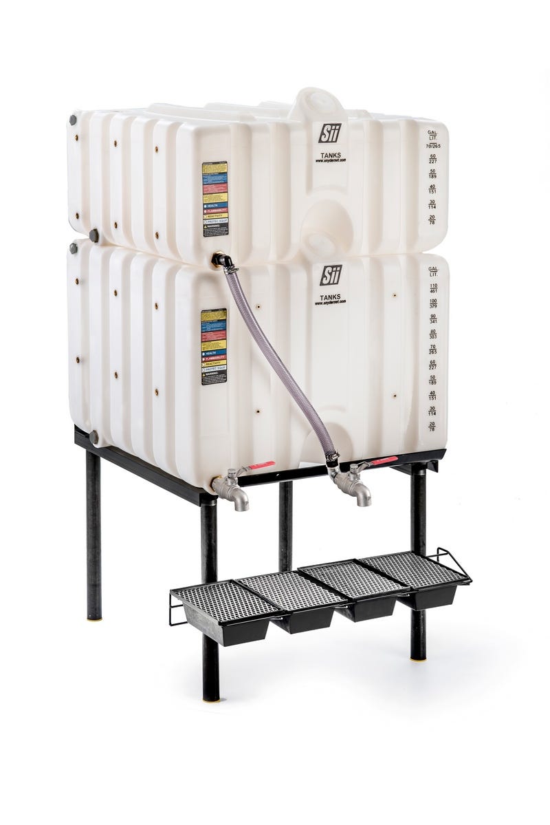 Buy 120/80 Gallon Cubetainer Gravity Feed System Tanks with Brass Inserts by Snyder Industries of White color for only $1,351.00