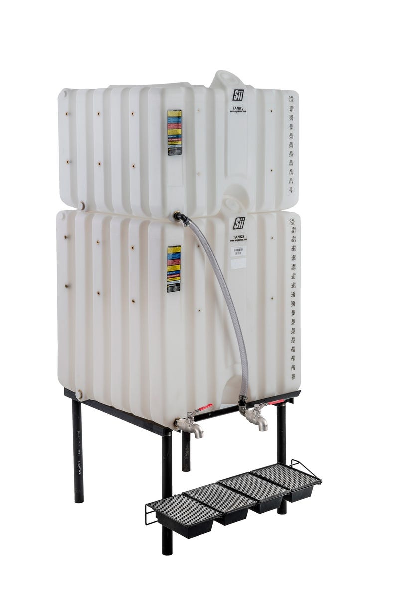 Buy 120/180 Gallon Cubetainer Gravity Feed System Tanks with Brass Inserts by Snyder Industries of White color for only $1,634.00