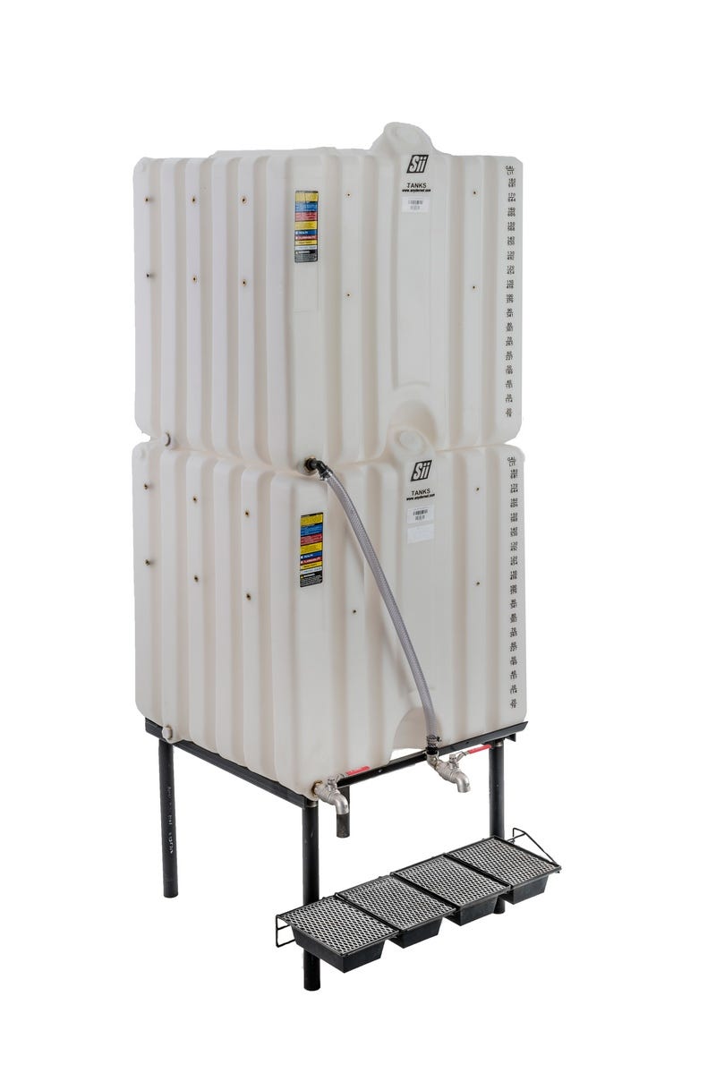 Buy Snyder Industries 360 Gallon (180X2) Plastic Stackable Tote Tank Gravity Feed System by Snyder Industries of White color for only $1,860.00