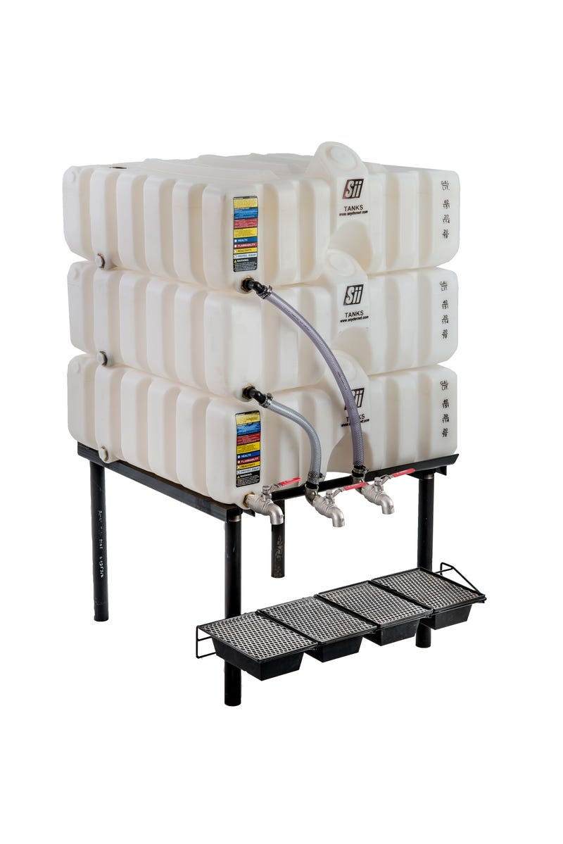 Buy 60/60/60 Gallon Cubetainer Gravity Feed System Tanks with Brass Inserts by Snyder Industries of White color for only $1,643.10