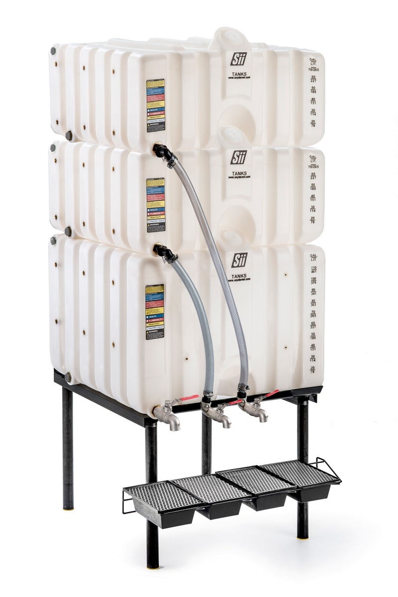 Buy 120/80/80 Gallon Cubetainer Gravity Feed System Tanks with Brass Inserts by Snyder Industries of White color for only $1,831.00