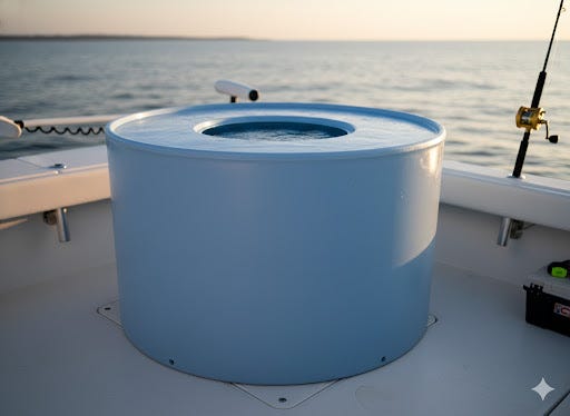 Buy 100 Gallon Plastic Bait Tank by Chemtainer of Powder Blue color for only $300.00